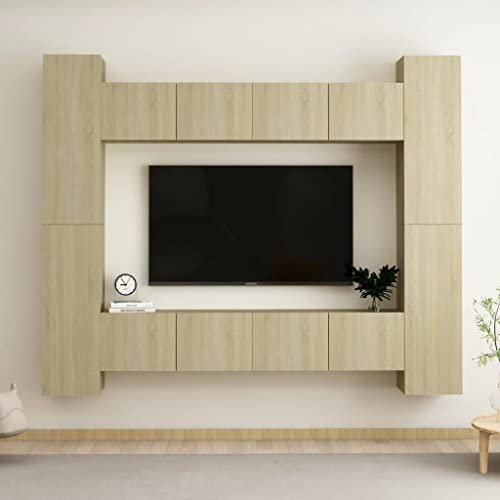 ShGaxin 8 Piece TV Cabinet Set Sonoma Oak Engineered Wood,Luxury Tv Stand,Corner Tv Unit,Tv Media Cabinet
