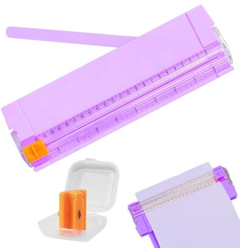 GUOYOU Massicot A4, Coupe Papier, Massicot Scrapbooking Portables, Guillotine avec Sécurité Système, Decoupe Remplaçable Lame Couper, pour Couper du Coupons Papier Photos Etiquettes Cartes, Violet