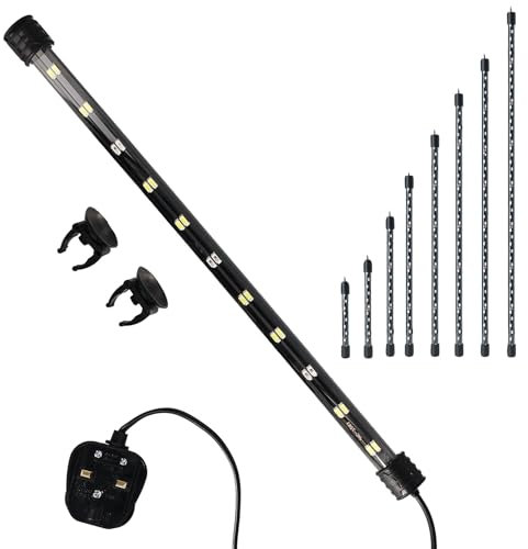 Aquarium Fish Tank Submersible LED Light Lamp Tube Bar White & Blue LED Aquarium Lights - UK Plug (45cm)