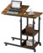 HAMHAIGO Kleiner Schreibtisch mit Rollen C-Form Schreibtisch Beistelltisch mit Steckdose Laptoptisch Höhenverstellbar Der Desktop kann umgedreht Werden Sofatisch Kaffeetisch Schlafzimmer, Wohnzimmer