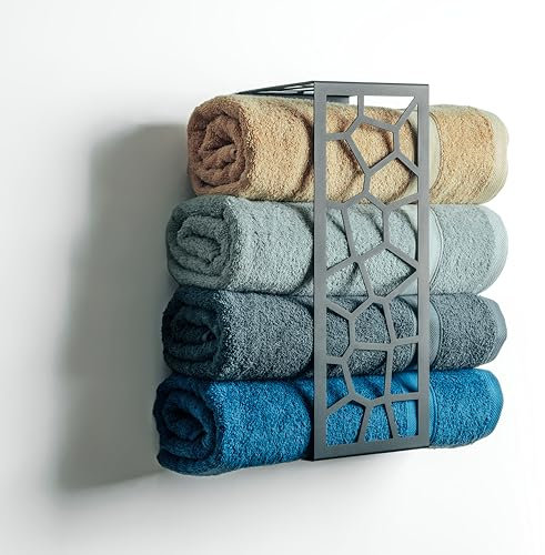 Toallero de baño. Mueble baño, Accesorios baño, toalleros de Pared, Soporte, Colgador, Estante para Toallas de Baño, Ducha, Piscina, Playa. Regalo Amigos y Familia. (Negro)