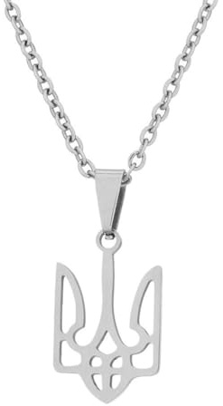 Caiduoduo Edelstahl Nationalsymbol Ukraine Anhänger Halskette für Männer Frauen Tryzub Ukraine Solidarität Halskette Schmuck