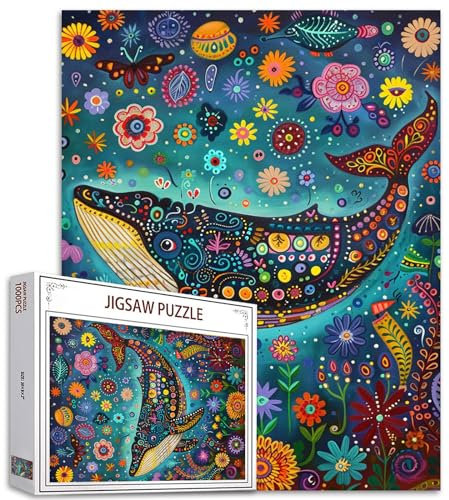 Large Whales Jigsaw Puzzle 1000 Pieces Puzzles for Adults, Deep-sea Monster Jigsaw Puzzles for Challenging Family Activity Games DIY Puzzle for Home Wall Decor Gifts - 20 x 27 Inches