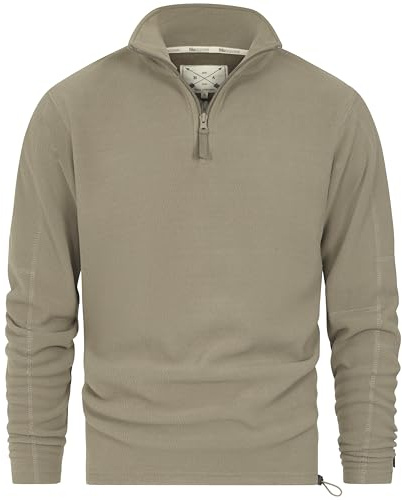 Blu Apparel Maglione da uomo in pile con cerniera a 1/4, pesante, per escursionismo, campeggio, caldo, per uomo con mezza zip, Verde oliva, XL