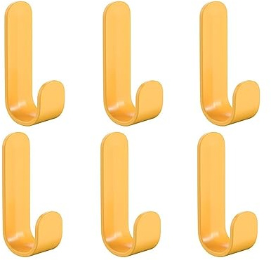 GOFDASY 6 x Handtuchhaken, selbstklebend, starke Wandhaken, Türaufhänger, Schlüsseltasche, Kleiderhaken, Halter, Zuhause, Organizer, Küche, Badezimmer, Zubehör (Gelb, 6 Stück)
