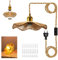 Retro Hanfseil Pendellampe Kit, 510cm Vintage Hängelampe mit Stecker, E27 Lampenfassung mit Kabel, Gewebten Lampenschirme Hängelampen,Messing Fassung Für Esstisch Küche Loft Bar,Ohne Glühbirne