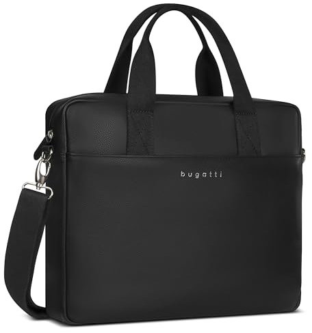 BUGATTI Valencia Laptoptasche Herren Größe L | Henkeltasche aus Leder mit 1-Hauptfach, Laptopfach, Reißverschlussfach - Messenger Bag | 34cm x 2cm x 24cm
