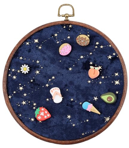 GORGECRAFT Présentoir Mural Rond en Polyester pour Badges Broches Fanions Boucles d'oreilles en Velours Colliers en Émail Présentoir de Collection Étui de Rangement pour Bijoux Bleu Marine