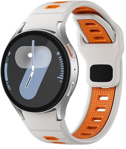 Sport Waterproof Bracelet Compatible avec Samsung Watch 7/6/5/4 40mm 44mm/6 Classic 47mm 43mm/4 Classic 46mm 42mm/5 Pro 45mm/FE 40mm Homme/Femme,Silicone Bicolore Morbida Bands per Samsung Watch Band