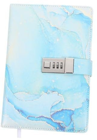 NUOBESTY A5 Locked Diary Notebook Combination Lock Marble Pattern Password Journal for Adults Office Use Secure Writing Notebook