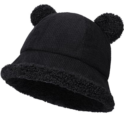 TAGVO Damen Plüsch Fischerhut Winter Anglerhut Warme Flauschige Bucket Hat Reversibel Wintermütze