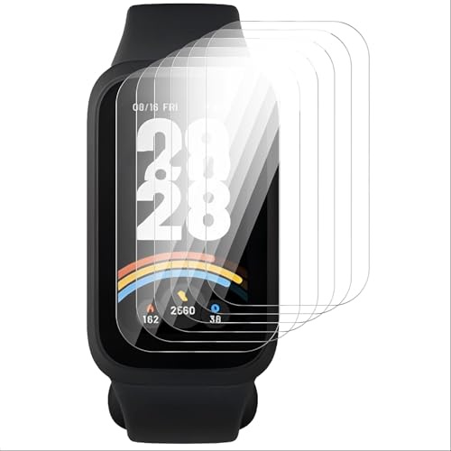 GIOPUEY Protector de Pantalla para Xiaomi Band 9 Active, [6 Unidades] HD Transparente TPU Suave láminas Protectora con Capa Oleófoba - Transparente