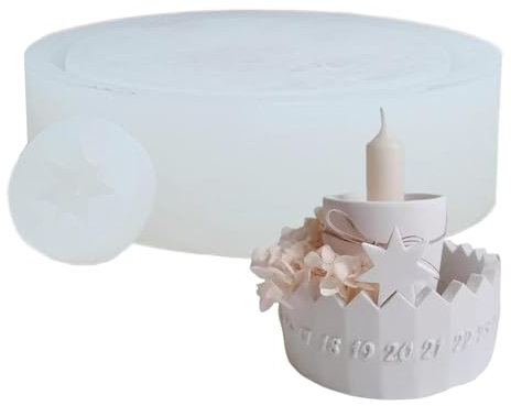 Einzigartige Ring-Kerzenlicht-Form, Weihnachts-Countdown-Kalender, Zahlen-Tablett, Kerzenständer-Formen mit Datumsanzeige, Weihnachtskalender, Kerzenhalter, Gipsform für Abendessen, Heimdekoration