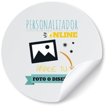 Pegatina personalizada con foto para eventos. Etiquetas personalizadas con diseño a elegir. Pegatinas de vinilo para eventos. (Redonda, 4)