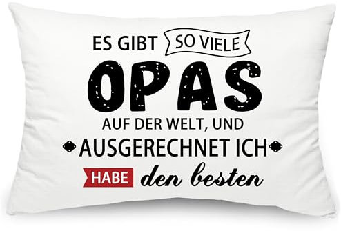 Yufansd Opa Geschenk Großvater Dekokissenbezug mit Spruch Es gibt so viele Opas auf der Welt, und ausgerechnet ich Habe den besten, Kissenhülle für Kissen Bett/Sofa Superweicher 50 x 75 cm (Opas)