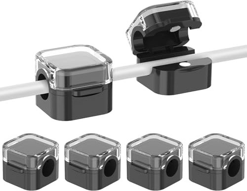 Lsoar 6 Stück Kabelhalter selbstklebend für Schreibtisch, Kabelclips für Nachttisch, Kabelhalter magnetisch schwarz für Ladekabel, HDMI, USB, Audiokabel, Kabel Organizer magnetisch