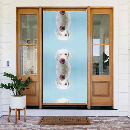 Puppy Licks Nose Door Covers Decorative - Door Banner Decorations for Indoor Outdoor, Spring/Summer/Fall/Winter Halloween Christmas Decorations