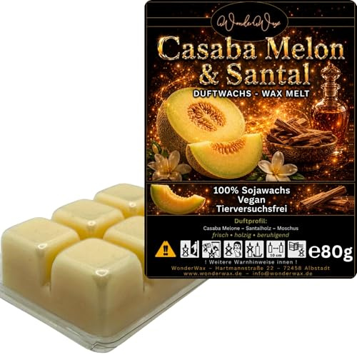 WonderWax® Duftriegel 6 x Duftwachs Würfel Weiß Casaba Melon & Santal | Farbe: Weiß | Raumduft für Duftlampen, Wax Melt, Sojawachs, Indoor Duftöl Wachs schmelzen für Aromalampe