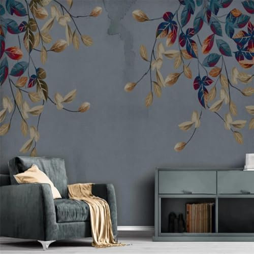 XLMING Abstrakt Vintage Bunte Blätter 3D Tapete Home Esszimmer Sofa Schlafzimmer Wohnzimmer TV Hintergrund Wand-430cm×300cm