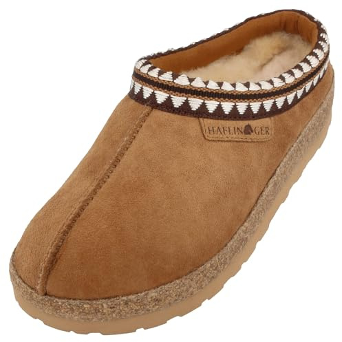 HAFLINGER Lammfellclog Lakota Filzpantoffel Hausschuh unisex Beige (Chestnut 1582), Gr 39