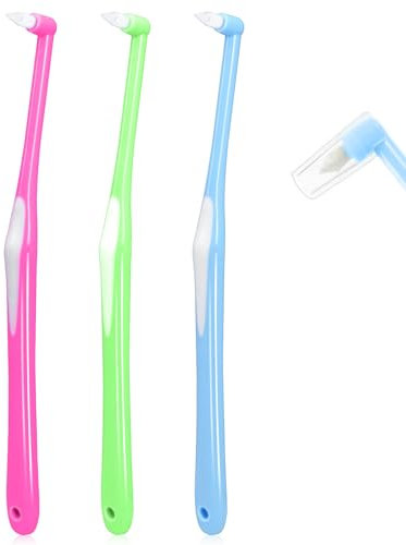 Sularpek 3 Pezzi Scovolini Dentali, Scovolino per Pulizia Denti con Coperchio,Spazzolino Tuft Spazzolino Conico Spazzolino di Saggezza, per La Rimozione Del Tartaro Dai Denti(Verde, Blu, Rosa)