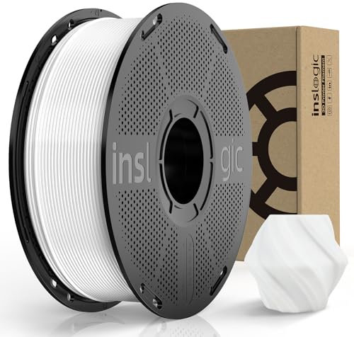 Inslogic PLA Pro Filament 1.75mm vorgetrocknetes Filament Feuchtigkeitsbeständiges 3D Drucker Filament 1kg Spule, +/-0.02mm Genauigkeit, Kompatibel mit den meisten FDM Druckern (Weiß)​​