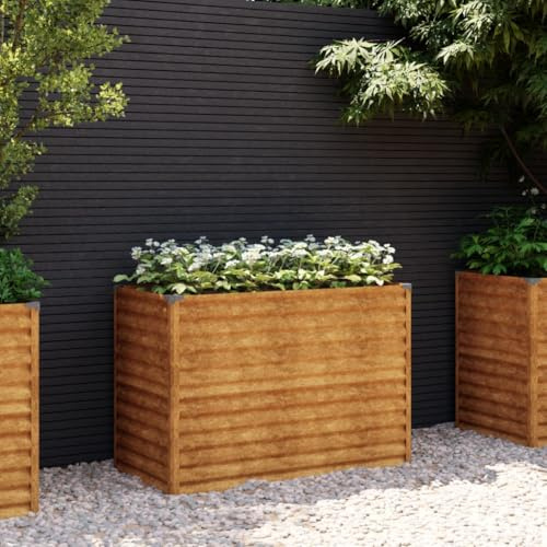 Festnight Hochbeet Metall 100x50x69 cm Cortenstahl Hochbeete für Garten Balkon Terrasse Kräuterbeet Hochbeet Groß Gemüsebeet Pflanzkasten Blumenkübel Blumenkasten Pflanzkübel