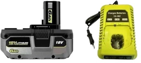La Batterie Lithium Compatible avec RYOBI 18V sans Effet mémoire, Convient à Tous Les Outils One+ P104, P107(6Ah Charge)