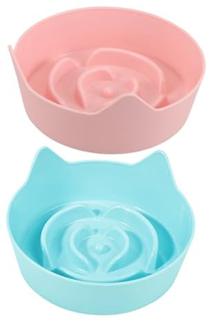 Milisten 2piezas Tazón De Comida para Gatos Forma Oreja Antideslizante Plato Alimentación Comedero Lento