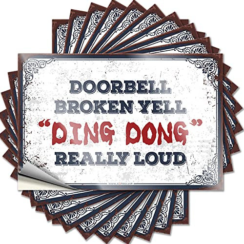 Bumper Sticker Doorbell Broken Yell Ding Dong Really Loud Funny Sticker 10 Pcs BumperStickers Funny Signs for Bar(8X12CM)