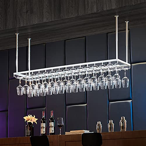 Deckenhängende Bareinheit, an der Decke montiertes Weinregal, hängender Weinglashalter für Bars und Restaurants, höhenverstellbares Weinglasregal aus Eisen, dekoratives Regal/Ausstellungshal