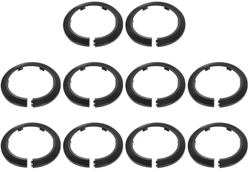 sourcing map 10pcs Flange Pipe Cover Decoration 4.33 (110mm) Plastic Clip-on Wall Hole Cover Under Sink Pipe Radiator Escutcheon Collar for Bathroom Kitchen Toilet, Black