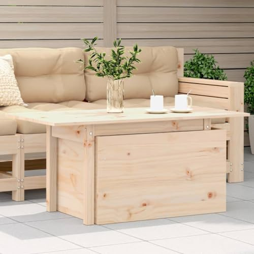 QJBSAVVA Gartentisch 100x50x75 cm aus Massivholz Kiefer mit höhenverstellbarer Tischplatte für Balkon, Terrasse und Garten, Robustes Outdoor Esstisch Couchtisch