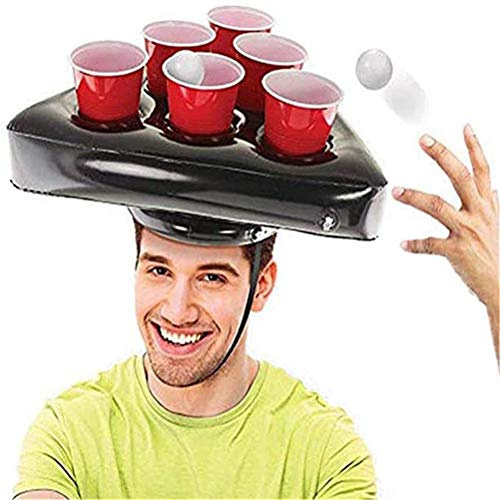 SUPYINI Aufblasbare Hut Spiel Set, Beer Pong Hat,Bier Dreieck Kappe Werfen Interaktives Spiel Spielzeug Lustige Dreieck Kappe Bars Swim Pool PartyzubehöR (Schwarz)