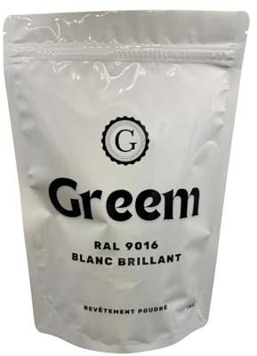 Greem - Revetement Peinture en Poudre - Thermolaquage (Ral 9016 Blanc brillant, 1 kg)