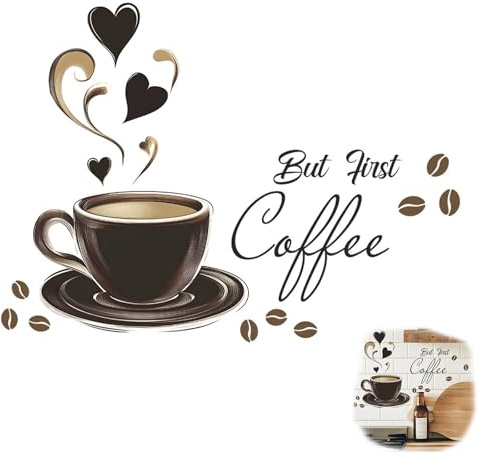 EUYKQNOI Kitchen Wall Stickers, Peel and Stick, Removable, Coffee Mops, Wall Sticker, Coffee Time, Wall Stickers, Wall Decor, Vinyl, Cups, Decal, Art, Restaurant, Bar Decor