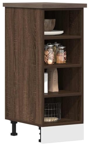 Hoopleep Unterschrank Riga Braun Eichen-Optik, 30x44,5x81,5 cm Holzwerkstoff, Speiseschrank mit verstellbaren Füßen, langlebige Aufbewahrung für Küche und Esszimmer