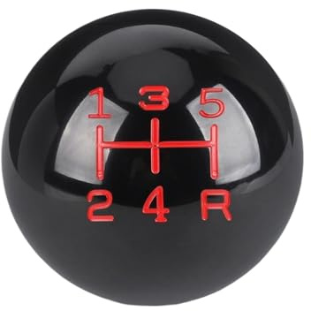 XEXJHQQ Gear Shift Lever Knob Real Carbon Fiber Universal Car Gear Shift Knob Head Shifter Lever Aluminum Round Ball Shape M8x1.25 M10x1.25 M10x1.5 Car Gear Stick(5 Speed Black)