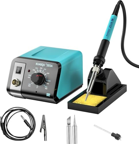75W Knob Control Digital Soldering Iron Kit, Ceramic Heating Element, Adjustable Temp 392°F-896°F, °C/°F Conversion, ESD Safe for Home & Electronics Repair