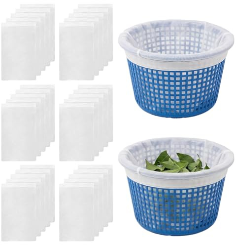 30 Calcetines Skimmer Piscina, Calcetines de Malla Skimmer Filtros de Nylon para Cesta Skimmer Red Filtro Piscina Reutilizable para Protección de Bomba, Atrapar Hojas Cabello y Suciedad, Blanco