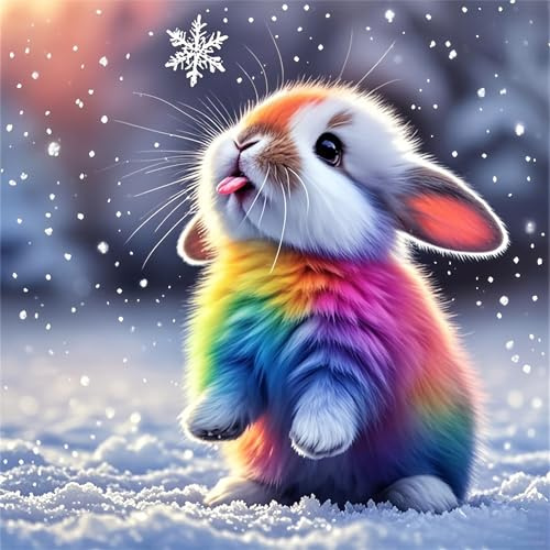 DSFEFV Kaninchen Diamond Painting Erwachsene Adult,DIY Diamant Painting Bilder,Daiments Painting Erwachsene Für Home Wand Decor,Frauen Geschenk. (Hase)