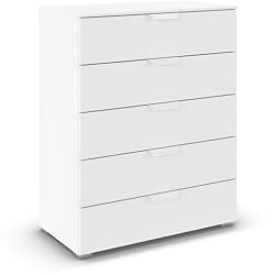 Rauch Möbel ADITIO, Kommode, Farbe Weiß, Breite 80 cm | Highboard im modernen Look, 5 Schubladen, Soft-Close-Funktion, für Schlafzimmer, Gästezimmer, Wohnzimmer, Garderobe, Flur