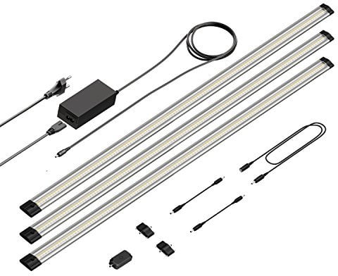 parlat LED Unterbau-Leuchte Siris, Touch-Dimmer, flach, je 90cm, je 1044lm, weiß, 3er Set