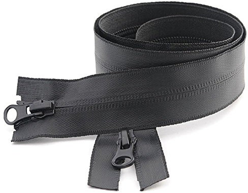- Cerniera lampo n. 5, in nylon, invisibile, impermeabile, per cappotto, giacca, tenda, 1 pezzo, Nero , 70cm Double Sliders