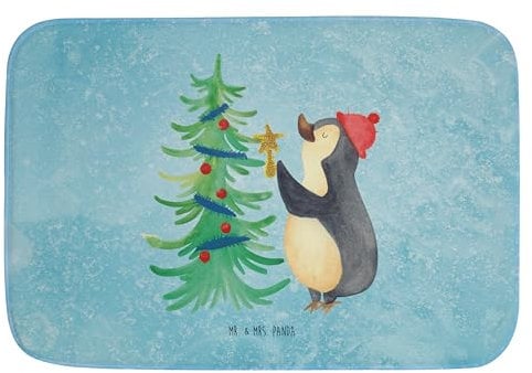 Mr. & Mrs. Panda Duschvorleger Pinguin Weihnachtsbaum - Geschenk, Badvorleger, Winter, Weihnachten, Badteppich, Heiligabend, Advent, Duschteppich,