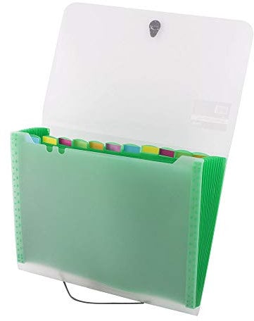 D.RECT 110576 5540 Fächermappe Ordnungsmappe erweiterbar Dokumentenmappen 12FächerA4Grün