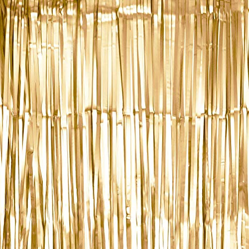 Oblique Unique® Lametta Vorhang 100x200 cm für Weihnachten Silvester Geburtstag Party Feier Fasching Karneval Dekoration Blau Gold Bronze Grün Silber - wählbar (Bronze (matt))