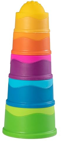 Fat Brain Toys Dimpl Stack Popping Stack & Nest Baby Spielzeug, Sensorisches Spielzeug für Babys ab 6 Monaten, Fidget Toys für Kleinkinder