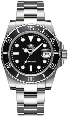 ADDIESDIVE Quartz Divers Watch for Men Diver 200 M Black Dial Luminous Stainless Steel Strap