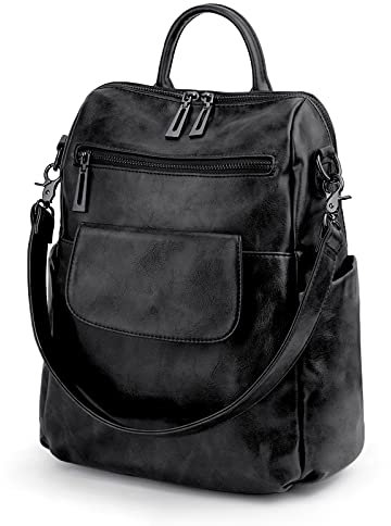 UTO Women Travel Backpack for Mother Mum Ladies Laptop Rucksack Handbag Synthetic Leather Black Mix